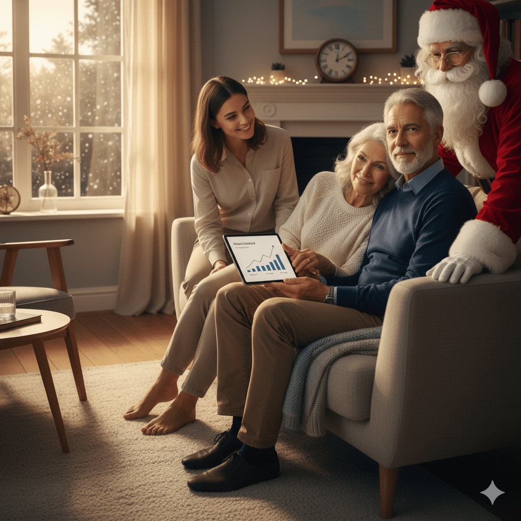 Happy New Year message for seniors in the USA and UK with Santa Claus